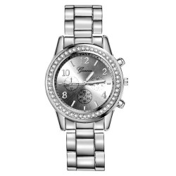 GENEVA - luxurious stainless steel watch - with rhinestones / braceletWatches