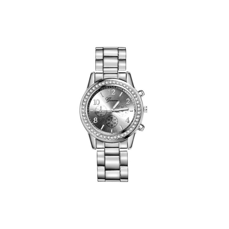 GENEVA - luxurious stainless steel watch - with rhinestones / braceletWatches