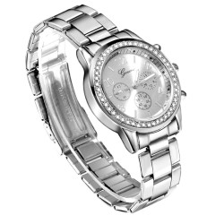 GENEVA - luxurious stainless steel watch - with rhinestones / braceletWatches