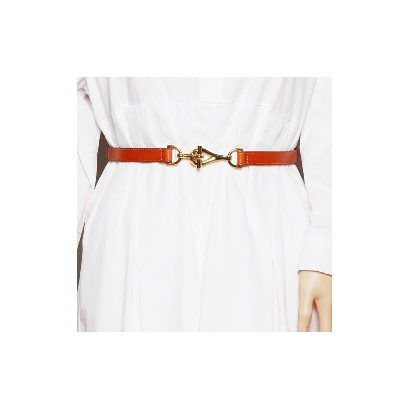 Thin leather belt - gold loose buckleBelts