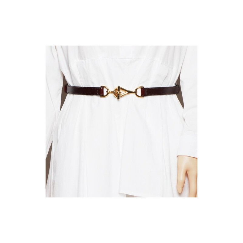 Thin leather belt - gold loose buckleBelts
