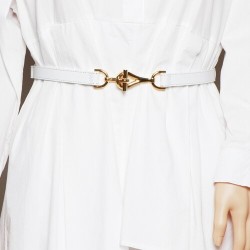 Thin leather belt - gold loose buckleBelts