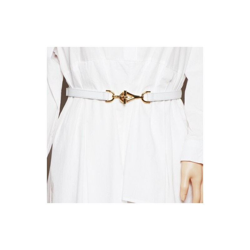 Thin leather belt - gold loose buckleBelts