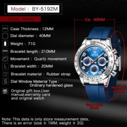 BENYAR - stainless steel watch - Quartz - chronograph - 30M waterproof - rubber strapWatches