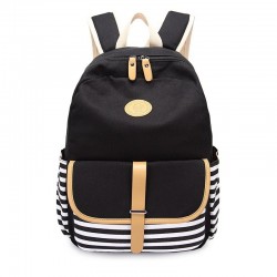 Striped canvas backpack - schoolbag - 3 pieces setBags
