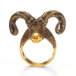 Big sheep horn - goat head - punk style ringRings