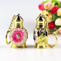 Vintage metal perfume bottle - glass container - with dropper - keychain - 3mlKeyrings