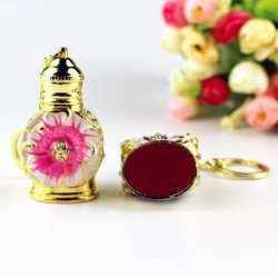 Vintage metal perfume bottle - glass container - with dropper - keychain - 3mlKeyrings