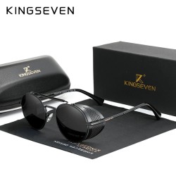 KINGSEVEN - retro round sunglasses - steampunk style - hollow out flip frameSunglasses
