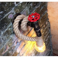 Industrial pipe - vintage wall lamp with hemp ropeWall lights