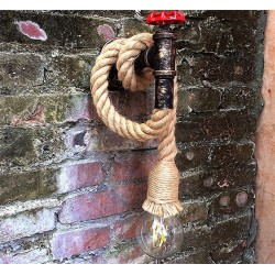 Industrial pipe - vintage wall lamp with hemp ropeWall lights