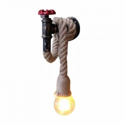 Industrial pipe - vintage wall lamp with hemp ropeWall lights
