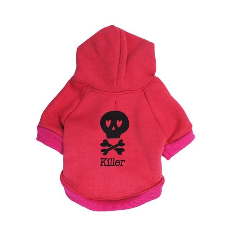 Warm hoodie - for dogs / cats - skull printed - KILLER letteringCats