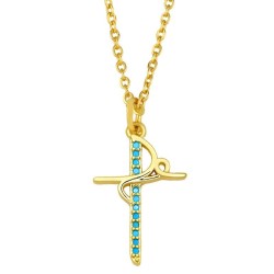 Retro Jesus / cross pendant - with necklace - colorful crystal zirconNecklaces