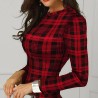 Sexy long sleeve mini dress - plaid designDresses