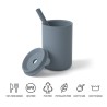 Kids silicone drinking cup - cold / hot water - with straw - leakproof - BPA free - solid colorBaby