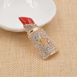 Crystal red lipstick - broochBrooches