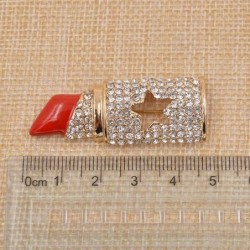 Crystal red lipstick - broochBrooches