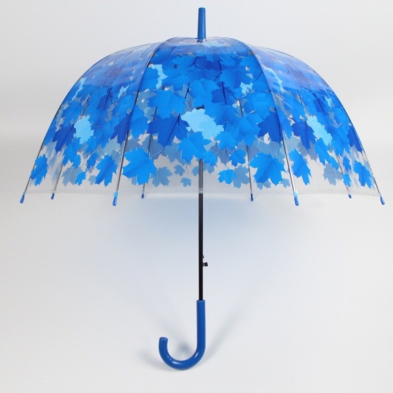Transparent colorful umbrella - long handle - maple leavesOutdoor & Camping