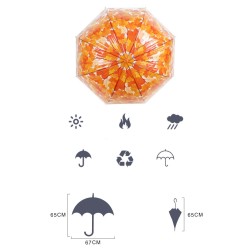 Transparent colorful umbrella - long handle - maple leavesOutdoor & Camping