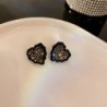 Black heart shape earrings - with crystalsEarrings
