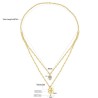 Double chain necklace - flower / crystal pendantNecklaces