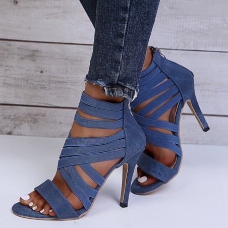 Crossed-strips high-heel pumps - ankle-length - back zipperHigh heels