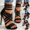 Crossed-strips high-heel pumps - ankle-length - back zipperHigh heels