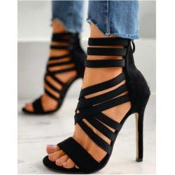 Crossed-strips high-heel pumps - ankle-length - back zipperHigh heels