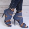 Crossed-strips high-heel pumps - ankle-length - back zipperHigh heels