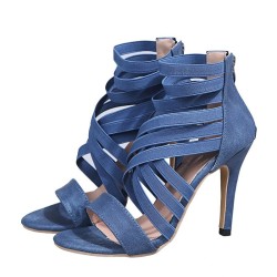 Crossed-strips high-heel pumps - ankle-length - back zipperHigh heels
