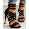 Crossed-strips high-heel pumps - ankle-length - back zipperHigh heels