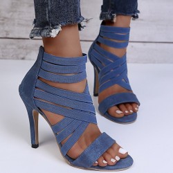 Crossed-strips high-heel pumps - ankle-length - back zipperHigh heels