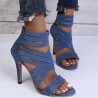 Crossed-strips high-heel pumps - ankle-length - back zipperHigh heels