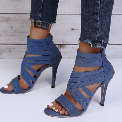 Crossed-strips high-heel pumps - ankle-length - back zipperHigh heels
