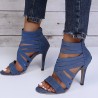 Crossed-strips high-heel pumps - ankle-length - back zipperHigh heels