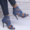 Crossed-strips high-heel pumps - ankle-length - back zipperHigh heels