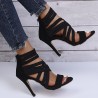 Crossed-strips high-heel pumps - ankle-length - back zipperHigh heels