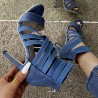 Crossed-strips high-heel pumps - ankle-length - back zipperHigh heels