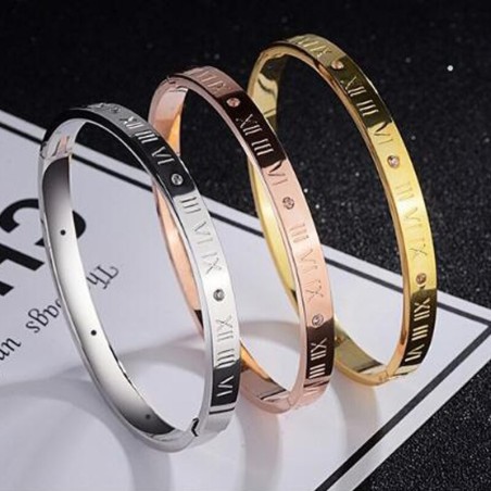 Elegant bracelet - hollow out lucky Roman numerals - titanium steel - unisexBracelets