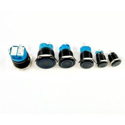 Black push button switch LED - waterproof - momentary self-reset - 12mm / 16mm / 19mm / 22mm - 5V / 12V / 220VSwitches