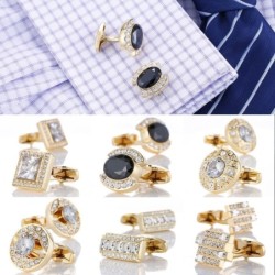 Luxurious gold cufflinks - with crystalsCufflinks