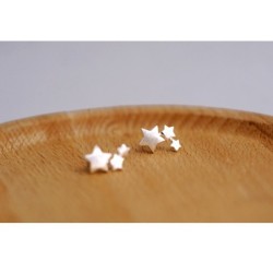 Silver triple star - earringsEarrings