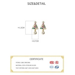 Colorful crystal Christmas tree - 925 sterling silver earringsEarrings