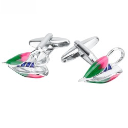 Colorful enamel cufflinks - hollow-out bicycle saddleCufflinks