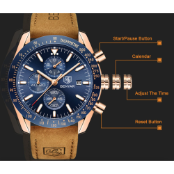 BENYAR - sports Quartz watch - waterproof - leather strapWatches
