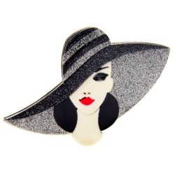 Lady in black hat - broochBrooches