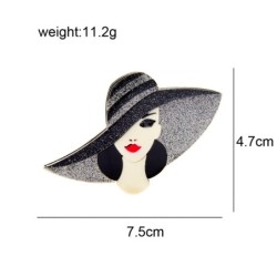 Lady in black hat - broochBrooches