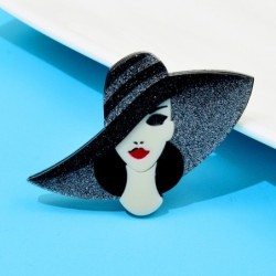 Lady in black hat - broochBrooches
