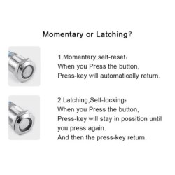 Metal push button switch - two-color LED - waterproof - momentary reset - 12V - 220V - 199mm - 22mmSwitches